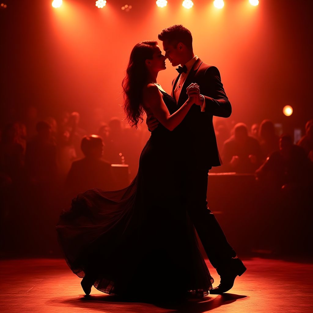 Bailarines de tango en posición elegante